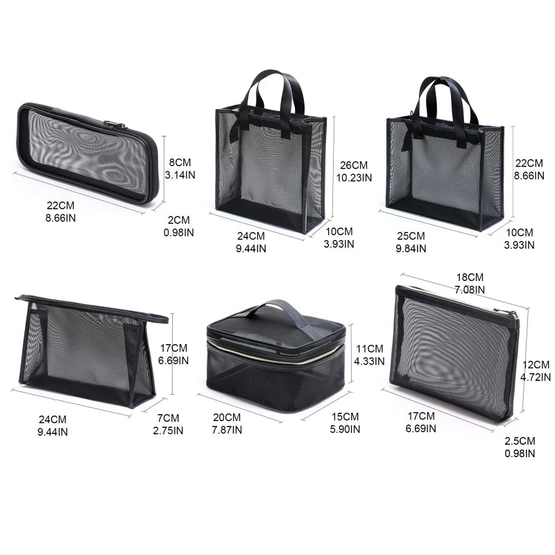 Mesh Makeup Bag Zipper Pouch Cosmetic Organizer Case Travel Toiletry Bags Organize Supplies Daily Cosmetics Accessories