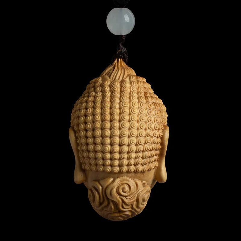 Mesmerizing Wooden Duo Set, Intricately Carved Buddha Statue, Fortuitous Mascot Pendant, Timeless Craft for Home