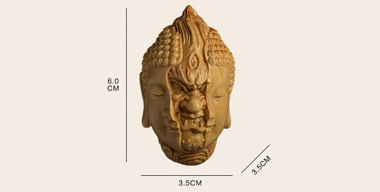 Mesmerizing Wooden Duo Set, Intricately Carved Buddha Statue, Fortuitous Mascot Pendant, Timeless Craft for Home