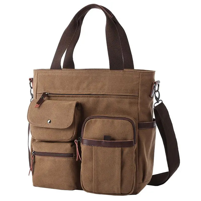 Messenger Bag For Men Vintage Water Resistant Waxed Canvas Laptop Briefcase Padded Shoulder Bag For Men Women