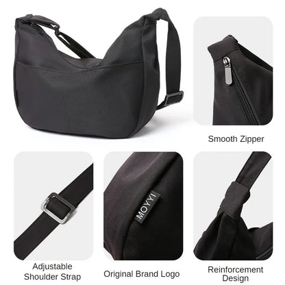 Messenger Bag Large Capacity 10 inch iPad Men and Women Fashion Waterproof Dumpling Bag Zipper Anti-theft Hobo Crossbody Bag
