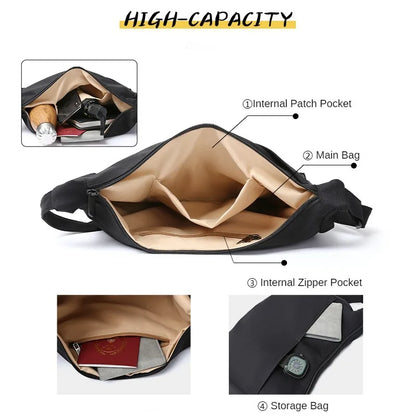Messenger Bag Large Capacity 10 inch iPad Men and Women Fashion Waterproof Dumpling Bag Zipper Anti-theft Hobo Crossbody Bag