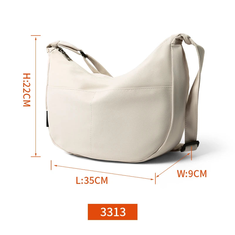Messenger Bag Large Capacity 10 inch iPad Men and Women Fashion Waterproof Dumpling Bag Zipper Anti-theft Hobo Crossbody Bag