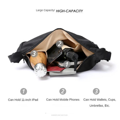 Messenger Bag Large Capacity 10 inch iPad Men and Women Fashion Waterproof Dumpling Bag Zipper Anti-theft Hobo Crossbody Bag