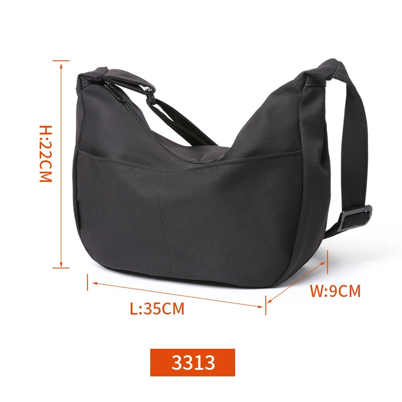 Messenger Bag Large Capacity 10 inch iPad Men and Women Fashion Waterproof Dumpling Bag Zipper Anti-theft Hobo Crossbody Bag