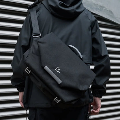 Messenger Bag for Men, Waterproof Oxford Crossbody Bag Fit 14 inch Laptop, College Work Travel Black Shoulder Bag