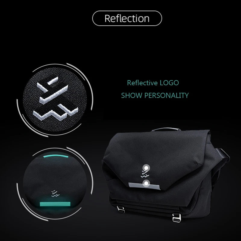 Messenger Bag for Men, Waterproof Oxford Crossbody Bag Fit 14 inch Laptop, College Work Travel Black Shoulder Bag