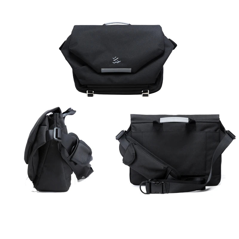 Messenger Bag for Men, Waterproof Oxford Crossbody Bag Fit 14 inch Laptop, College Work Travel Black Shoulder Bag