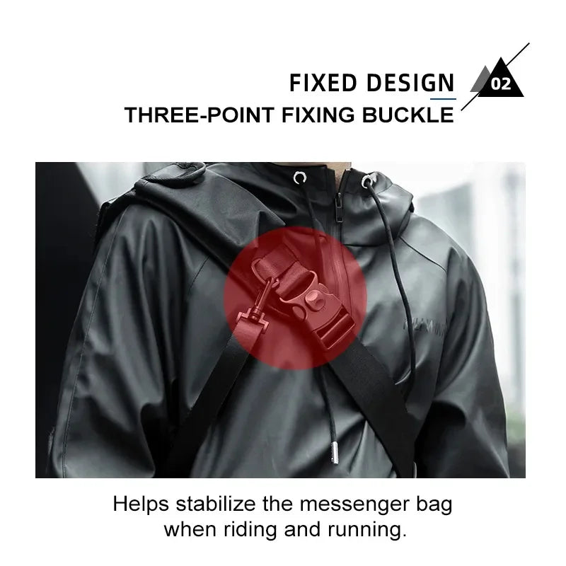 Messenger Bags For Men Waterproof Large Crossbody Shoulder Men's Hip Hop Street Cycling Travel Multilayer Antitheft Design Bags