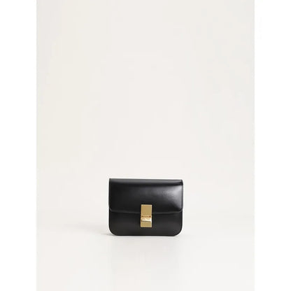 Metal Button Cowhide Tofu Bags All-match Commuter Elegant Small Square Shoulder Bag 2024 New French Style Commuter Handbags