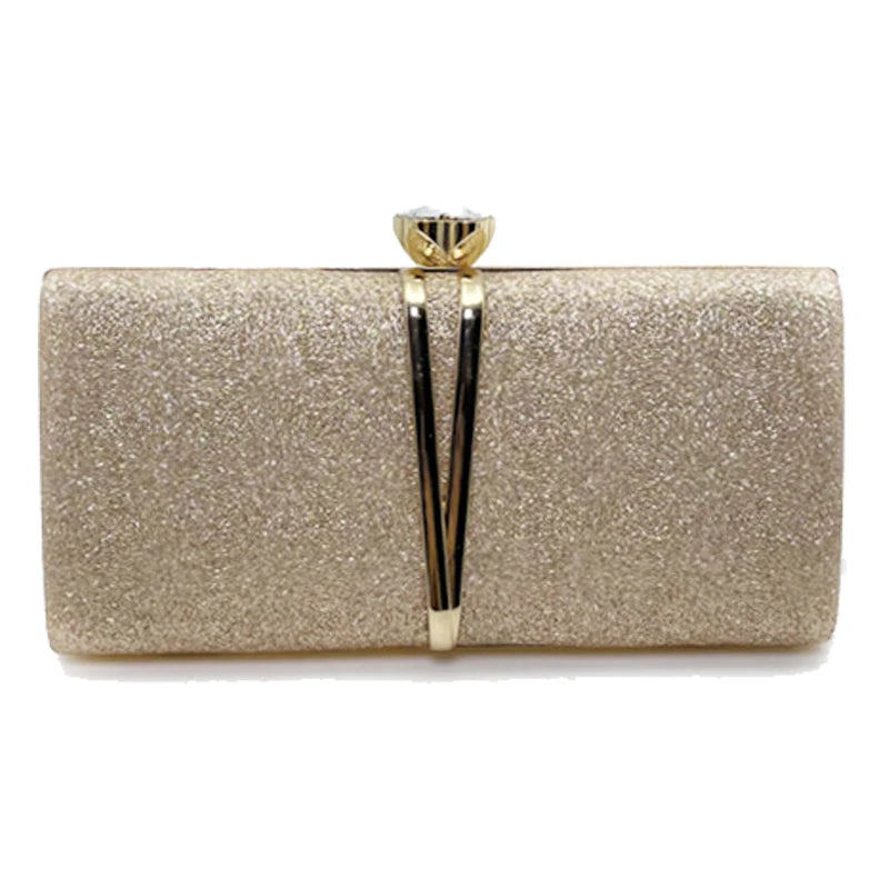 Metal Chain Evening Bags Sequined Prom Party Clutch Luxury Gift Mini Handbags for Wedding New Fashion Female Shoulder Bag 2024