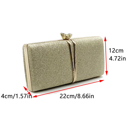 Metal Chain Evening Bags Sequined Prom Party Clutch Luxury Gift Mini Handbags for Wedding New Fashion Female Shoulder Bag 2024