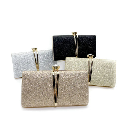 Metal Chain Evening Bags Sequined Prom Party Clutch Luxury Gift Mini Handbags for Wedding New Fashion Female Shoulder Bag 2024