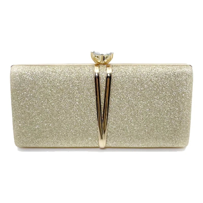 Metal Chain Evening Bags Sequined Prom Party Clutch Luxury Gift Mini Handbags for Wedding New Fashion Female Shoulder Bag 2024