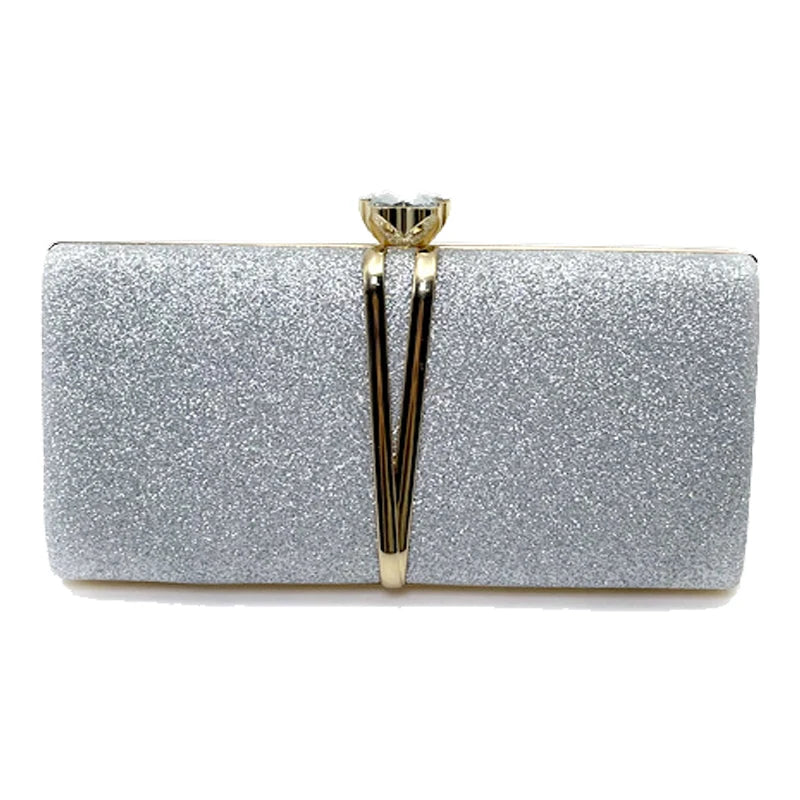Metal Chain Evening Bags Sequined Prom Party Clutch Luxury Gift Mini Handbags for Wedding New Fashion Female Shoulder Bag 2024