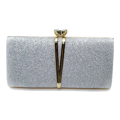 Metal Chain Evening Bags Sequined Prom Party Clutch Luxury Gift Mini Handbags for Wedding New Fashion Female Shoulder Bag 2024