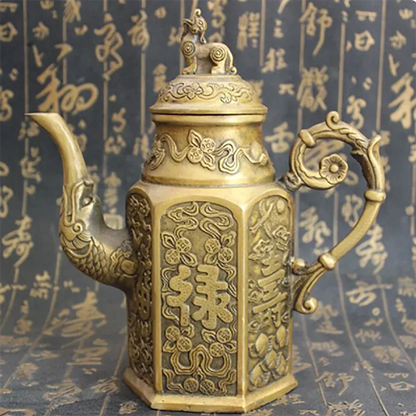 Metal Pot Chinese Retro Traditional Teapot Large Capacity Handmade Brass Tea Set Kettle Kung Fu Teapot Crafts