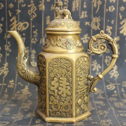 Metal Pot Chinese Retro Traditional Teapot Large Capacity Handmade Brass Tea Set Kettle Kung Fu Teapot Crafts