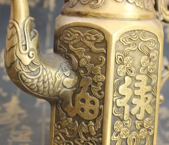 Metal Pot Chinese Retro Traditional Teapot Large Capacity Handmade Brass Tea Set Kettle Kung Fu Teapot Crafts