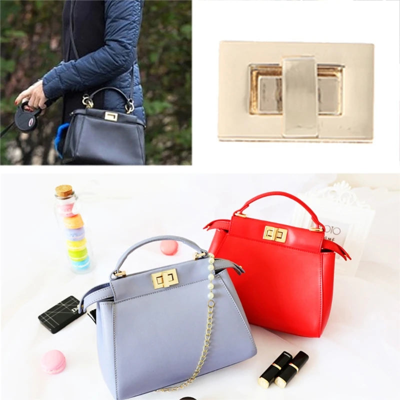 Metal Rectangle Shape Clasp Turn Lock Twist Lock DIY Handbag Bag Purse Hardware