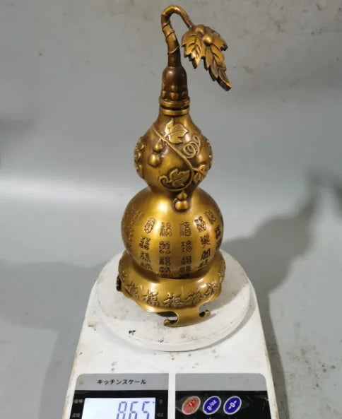 Metal pure brass gourd Baifu gourd Zhaocai Nafu open lid gourd home decoration ornaments