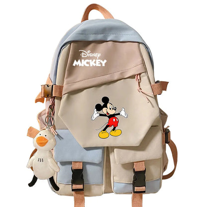 Mickey Minnie Mouse Boys Girls Kids School Book Bags Women Patchwork Bagpack Teenagers Schoolbags Canvas Student Backpack