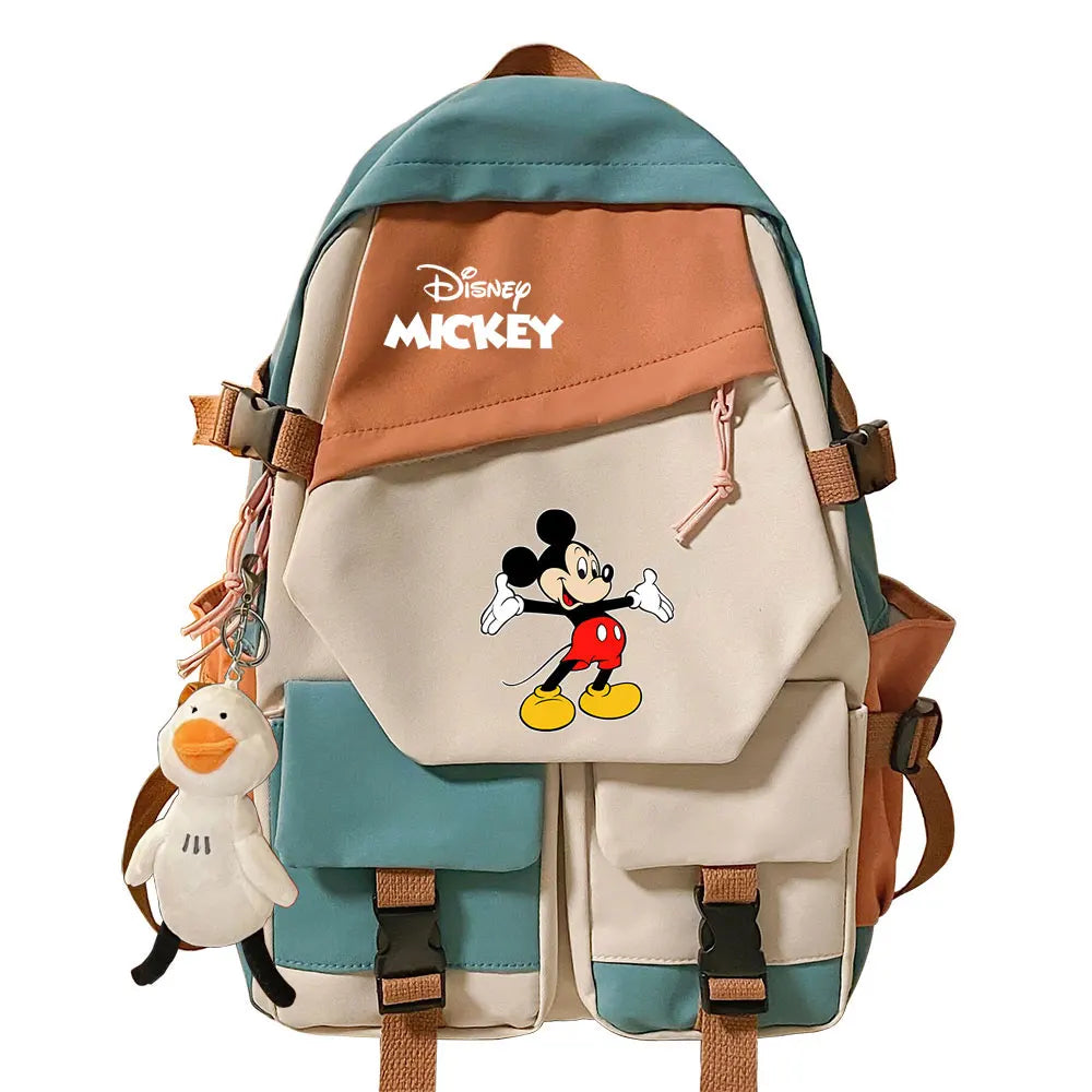 Mickey Minnie Mouse Boys Girls Kids School Book Bags Women Patchwork Bagpack Teenagers Schoolbags Canvas Student Backpack