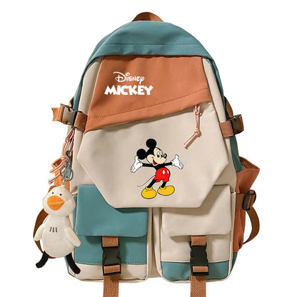Mickey Minnie Mouse Boys Girls Kids School Book Bags Women Patchwork Bagpack Teenagers Schoolbags Canvas Student Backpack