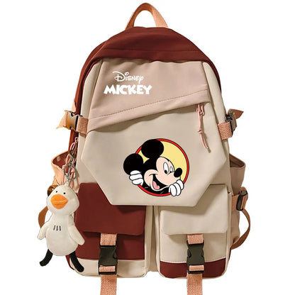 Mickey Minnie Mouse Boys Girls Kids School Book Bags Women Patchwork Bagpack Teenagers Schoolbags Canvas Student Backpack