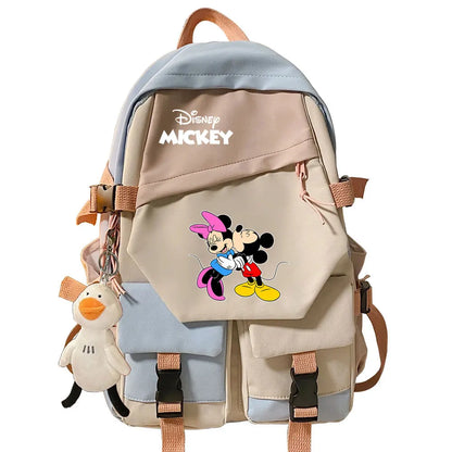 Mickey Minnie Mouse Boys Girls Kids School Book Bags Women Patchwork Bagpack Teenagers Schoolbags Canvas Student Backpack