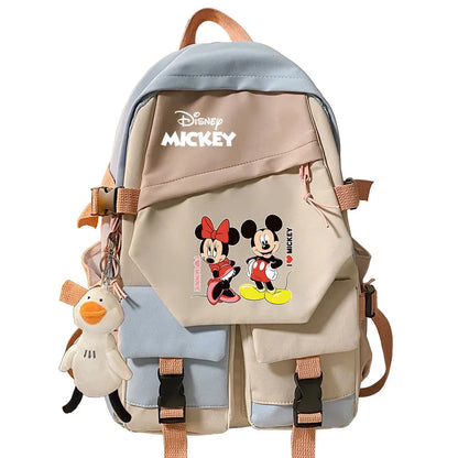 Mickey Minnie Mouse Boys Girls Kids School Book Bags Women Patchwork Bagpack Teenagers Schoolbags Canvas Student Backpack