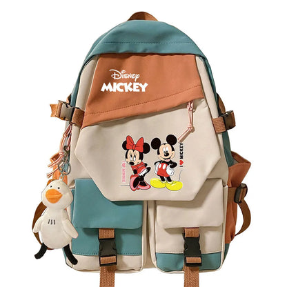 Mickey Minnie Mouse Boys Girls Kids School Book Bags Women Patchwork Bagpack Teenagers Schoolbags Canvas Student Backpack