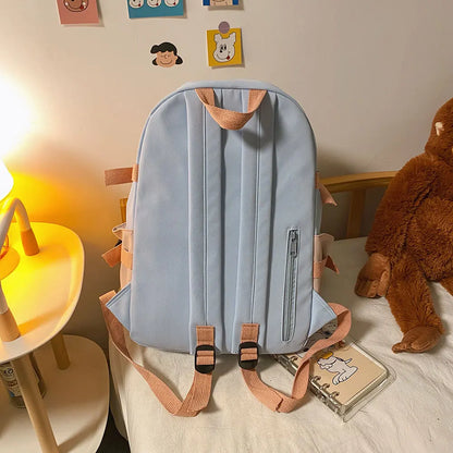Mickey Minnie Mouse Boys Girls Kids School Book Bags Women Patchwork Bagpack Teenagers Schoolbags Canvas Student Backpack