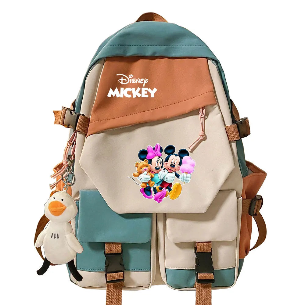 Mickey Minnie Mouse Boys Girls Kids School Book Bags Women Patchwork Bagpack Teenagers Schoolbags Canvas Student Backpack