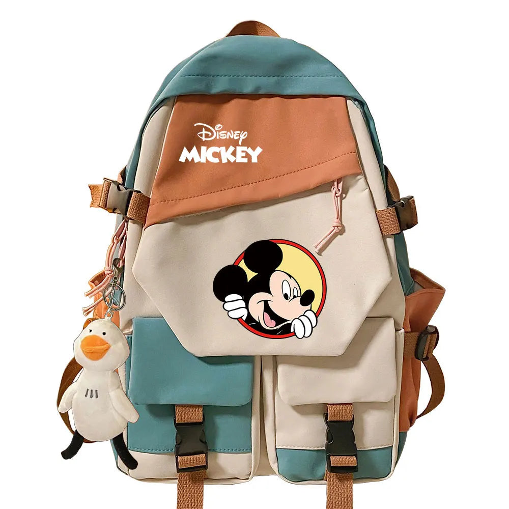 Mickey Minnie Mouse Boys Girls Kids School Book Bags Women Patchwork Bagpack Teenagers Schoolbags Canvas Student Backpack
