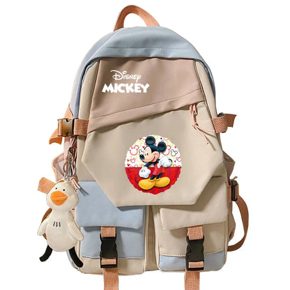 Mickey Minnie Mouse Boys Girls Kids School Book Bags Women Patchwork Bagpack Teenagers Schoolbags Canvas Student Backpack