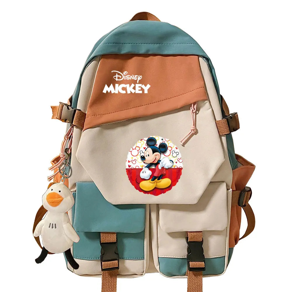 Mickey Minnie Mouse Boys Girls Kids School Book Bags Women Patchwork Bagpack Teenagers Schoolbags Canvas Student Backpack