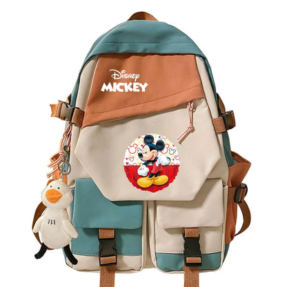 Mickey Minnie Mouse Boys Girls Kids School Book Bags Women Patchwork Bagpack Teenagers Schoolbags Canvas Student Backpack