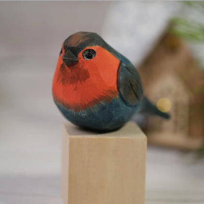 Mid-Autumn Festival gift wood carving fat chirp bird animal decoration craft birthday solid wood pure  handmade   woodcut