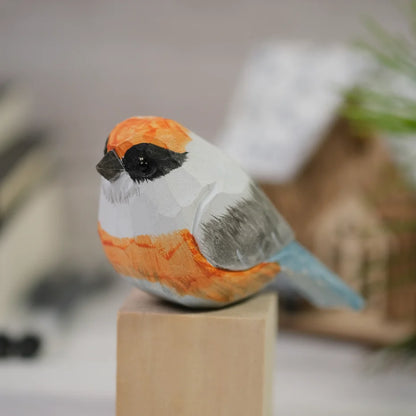 Mid-Autumn Festival gift wood carving fat chirp bird animal decoration craft birthday solid wood pure  handmade   woodcut