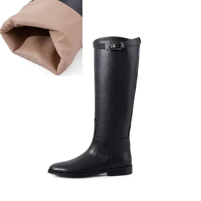Mid Calf Women's High Boots Slip On Trendy Winter Boots With Charms Woman Shoes Spring Autumn Daily Riding Equestrian Boots