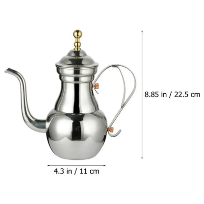 Middle East Arabic Teapot Sliver Gold Stainless Steel Gooseneck Pour Coffee Tea Kettle Filter Strainer Pot Environmental