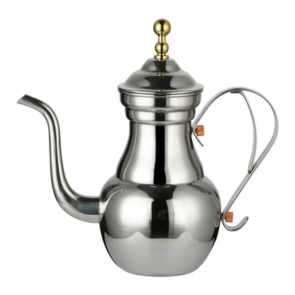 Middle East Arabic Teapot Sliver Gold Stainless Steel Gooseneck Pour Coffee Tea Kettle Filter Strainer Pot Environmental