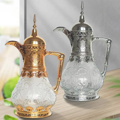 Middle Eastern Style 1600ML Glass Vacuum Flask Fruit Juice Drink Glass Jug Arabic Coffee Pot For Home Cold Kettle Brewing Teapot