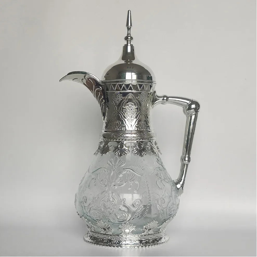 Middle Eastern Style 1600ML Glass Vacuum Flask Fruit Juice Drink Glass Jug Arabic Coffee Pot For Home Cold Kettle Brewing Teapot