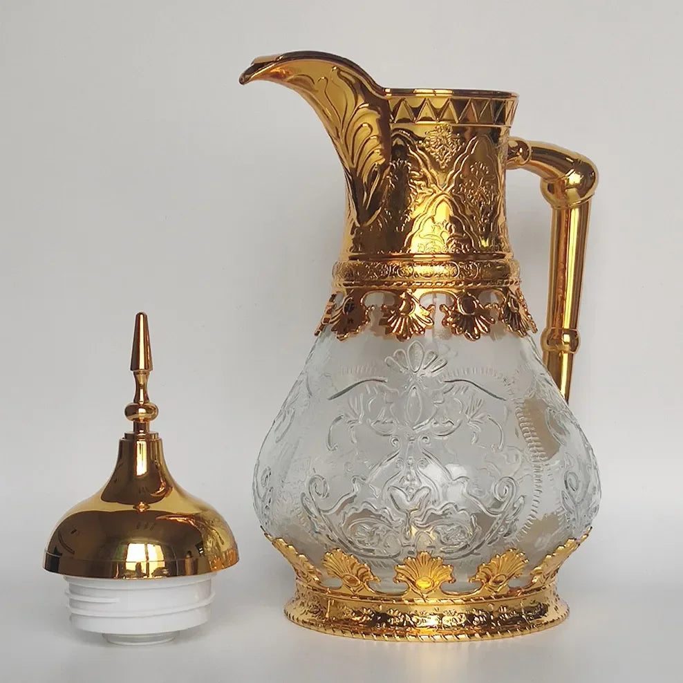 Middle Eastern Style 1600ML Glass Vacuum Flask Fruit Juice Drink Glass Jug Arabic Coffee Pot For Home Cold Kettle Brewing Teapot