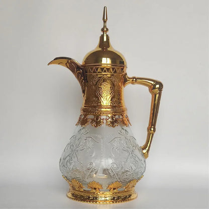 Middle Eastern Style 1600ML Glass Vacuum Flask Fruit Juice Drink Glass Jug Arabic Coffee Pot For Home Cold Kettle Brewing Teapot