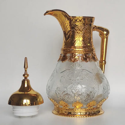 Middle Eastern Style 1600ML Glass Vacuum Flask Fruit Juice Drink Glass Jug Arabic Coffee Pot For Home Cold Kettle Brewing Teapot