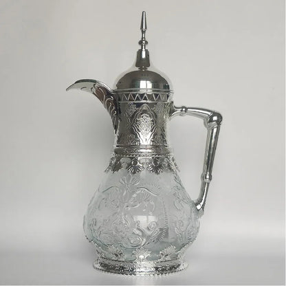 Middle Eastern Style 1600ML Glass Vacuum Flask Fruit Juice Drink Glass Jug Arabic Coffee Pot For Home Cold Kettle Brewing Teapot