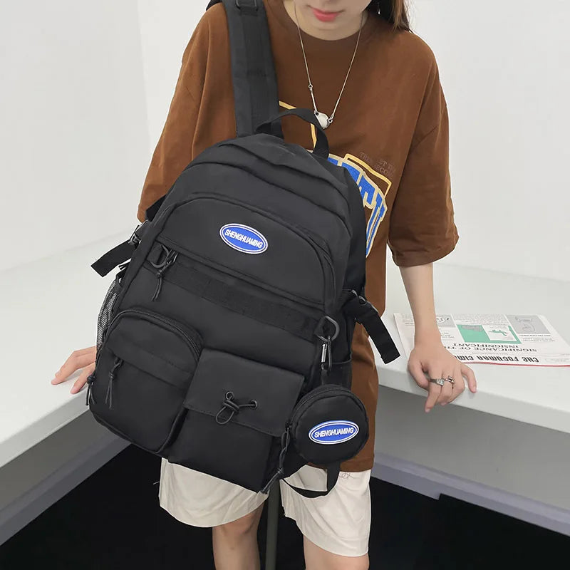 Middle School Student Schoolbag Teenager Simple Couple Backpack Large Capacity Multi-functional Waterproof Computer Bag
